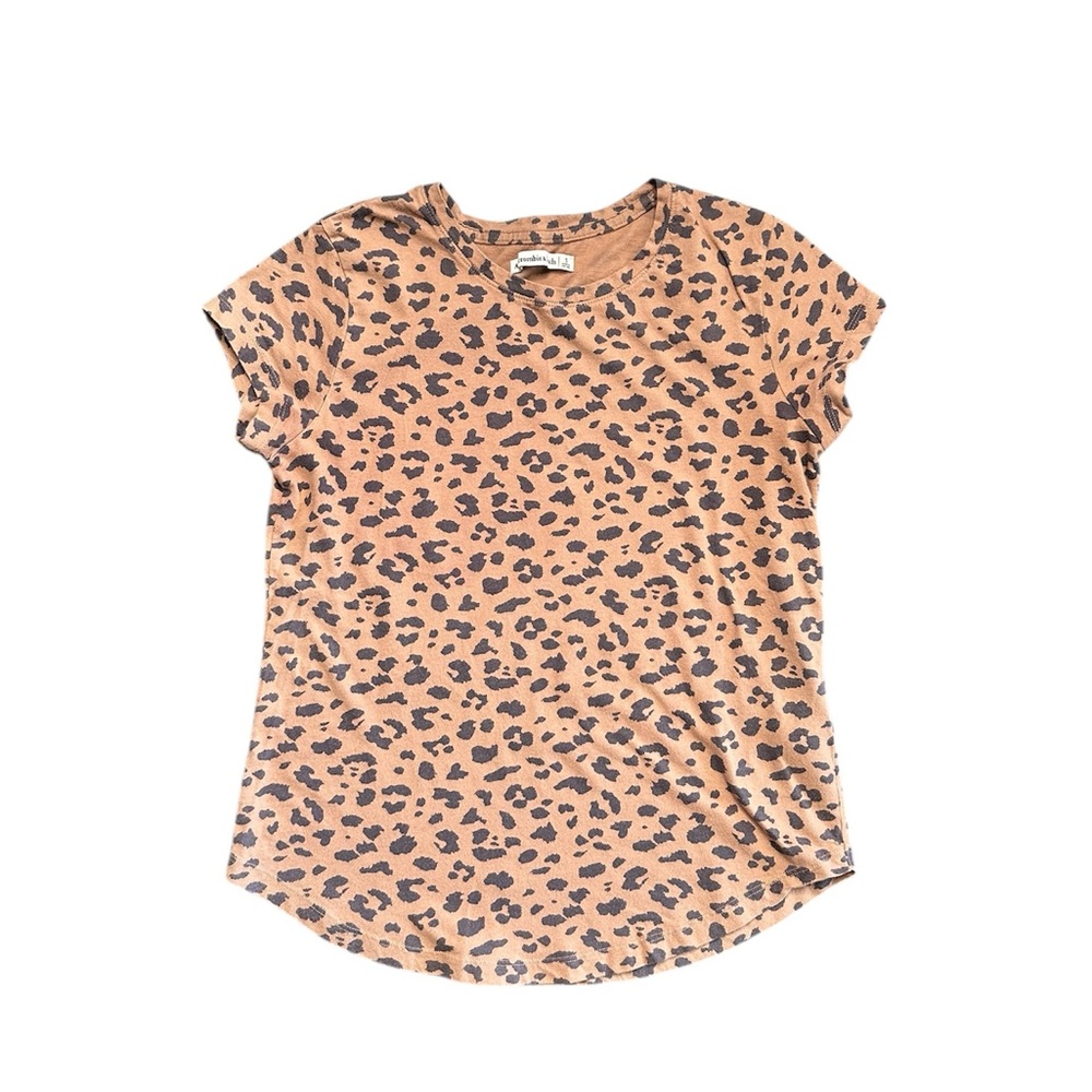 Abercrombie & Fitch Brown Leopard Print Cap Sleeve Baby Tee T-Shirt
